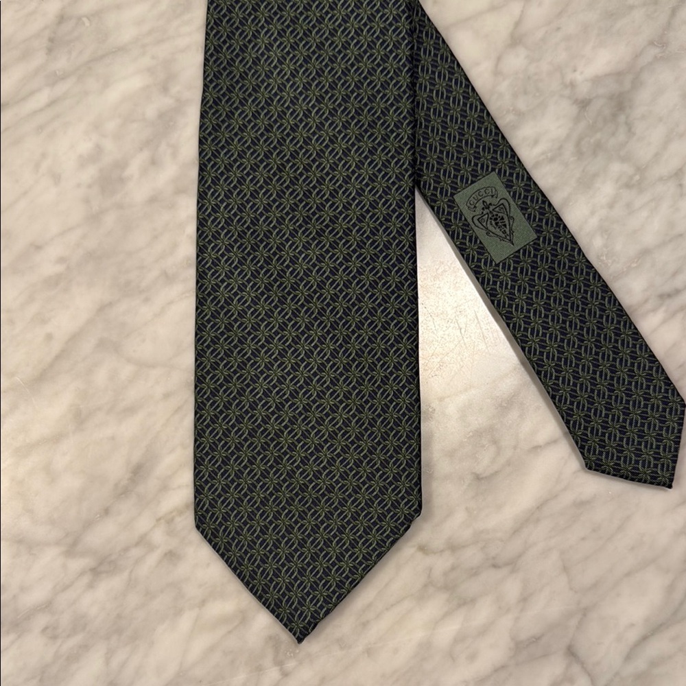 Gucci Dark Green Geometric Men's Tie